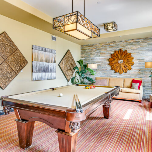 Activity room with billiards table