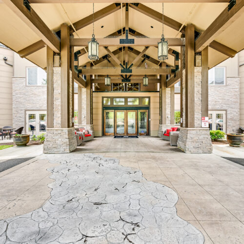 Covered entrance to the community