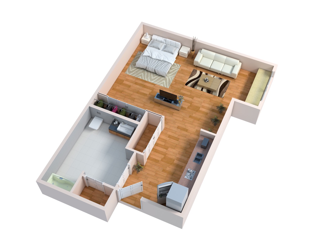 3D Floor plan of Meridian at Stone Creek Birch studio