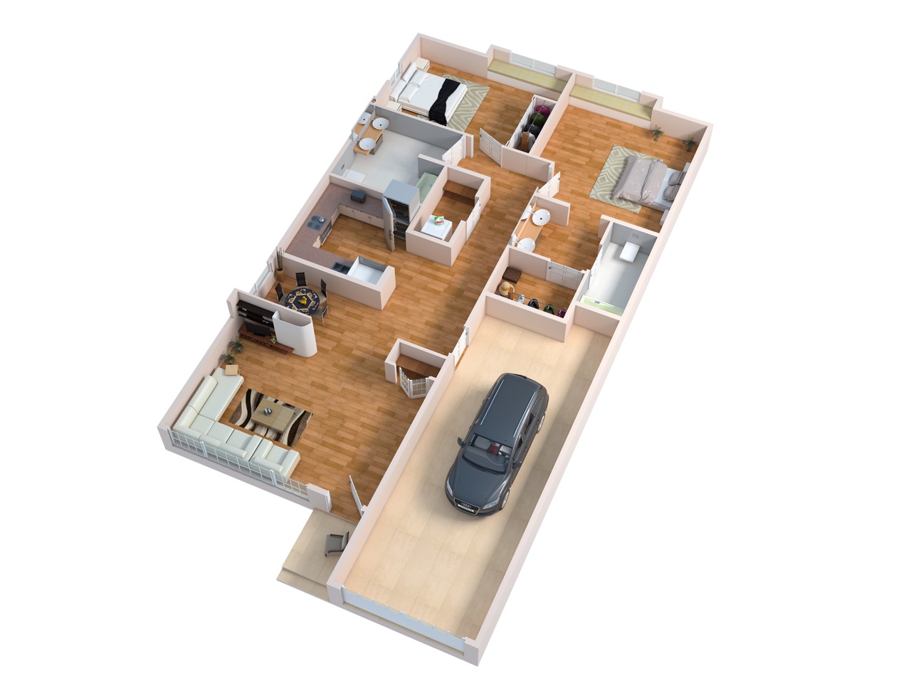 3D Floor plan of Meridian at Stone Creek Spruce cottage